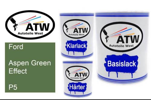 Ford, Aspen Green Effect, P5: 1L Lackdose + 1L Klarlack + 500ml Härter - Set, von ATW Autoteile West.